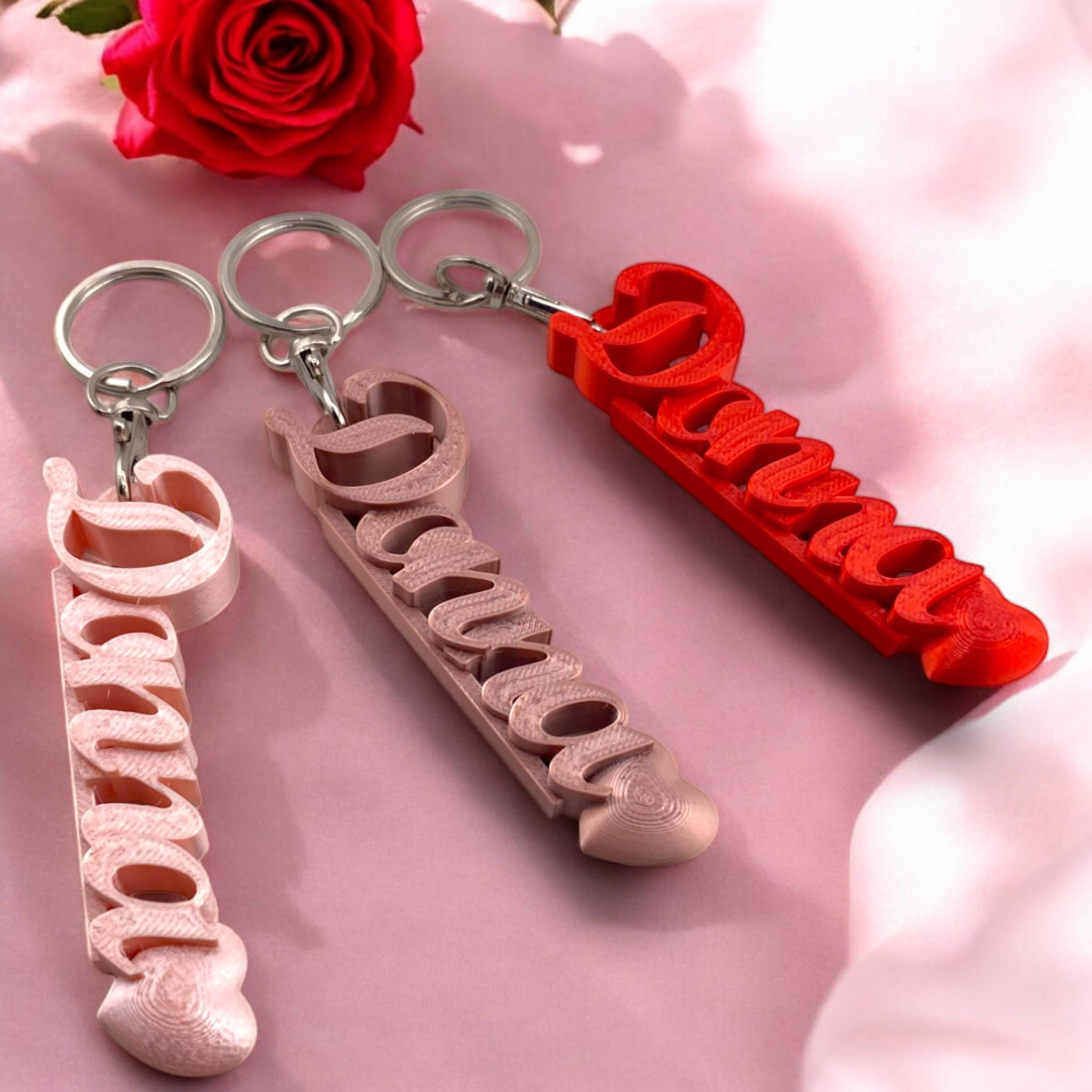 Personalized Name Keychain: 3D Printed Heart Design