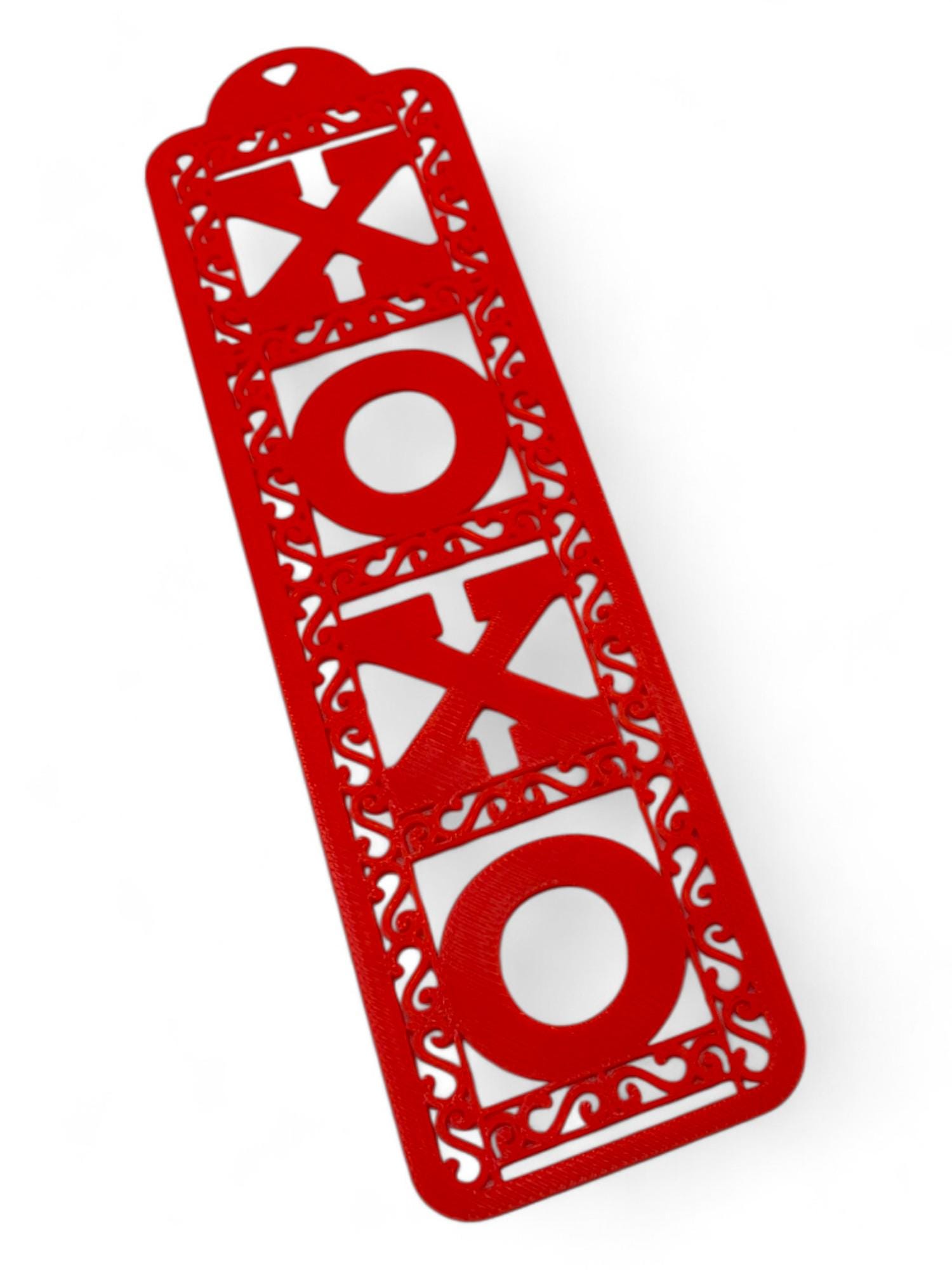 Valentine's Day Bookmark: Red Hearts & XOXO, Romantic Gift