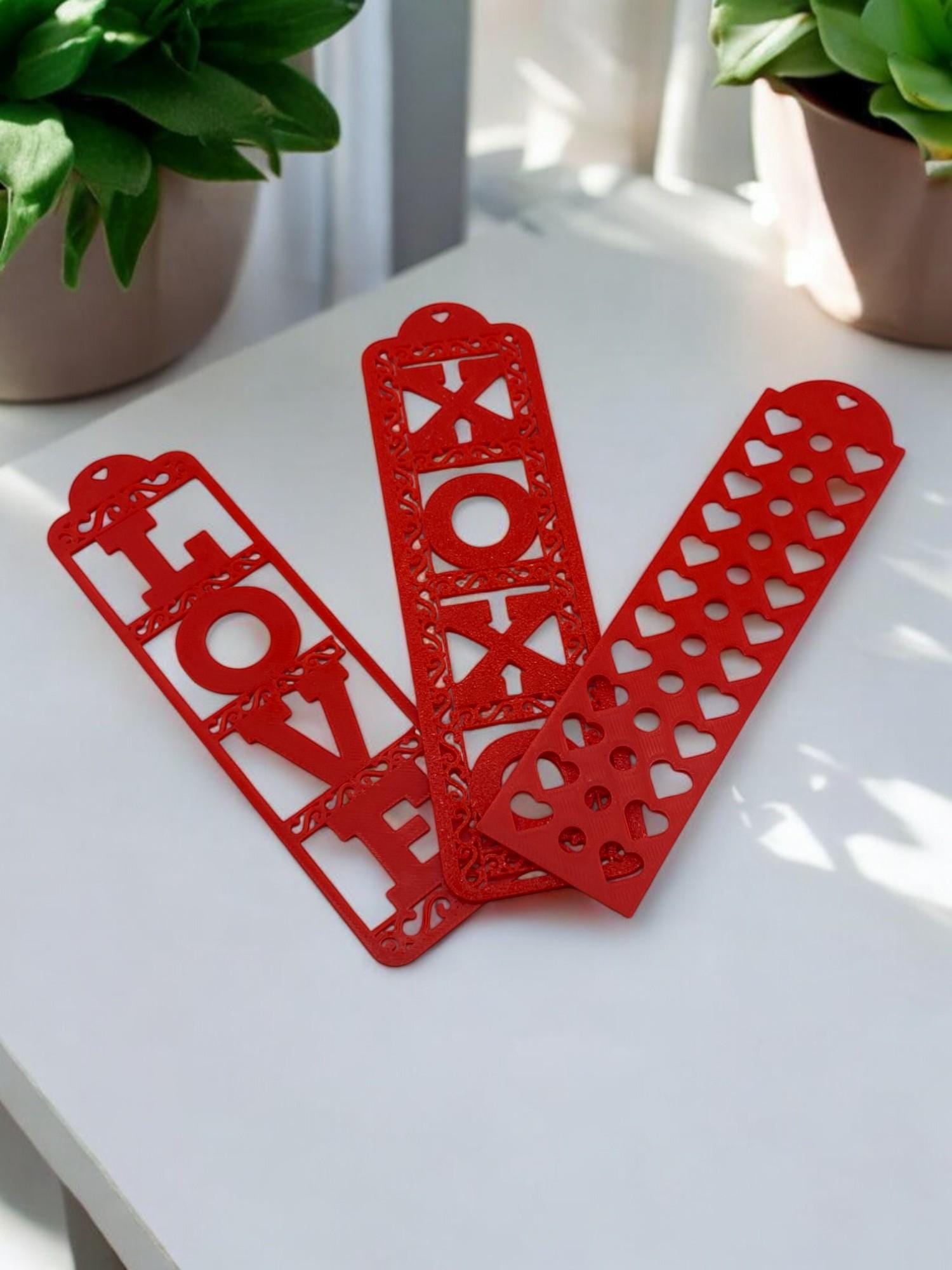 Valentine's Day Bookmark: Red Hearts & XOXO, Romantic Gift