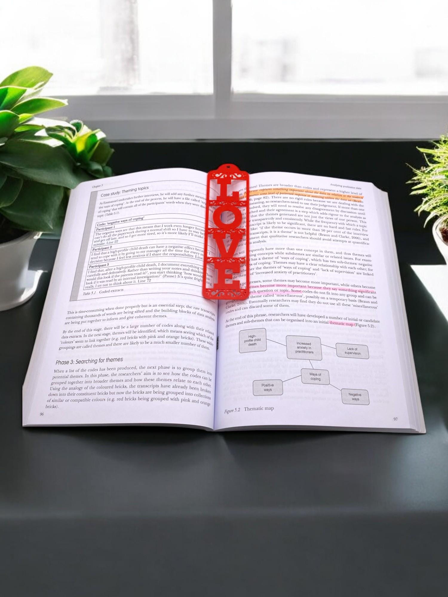 Valentine's Day Bookmark: Red Hearts & XOXO, Romantic Gift