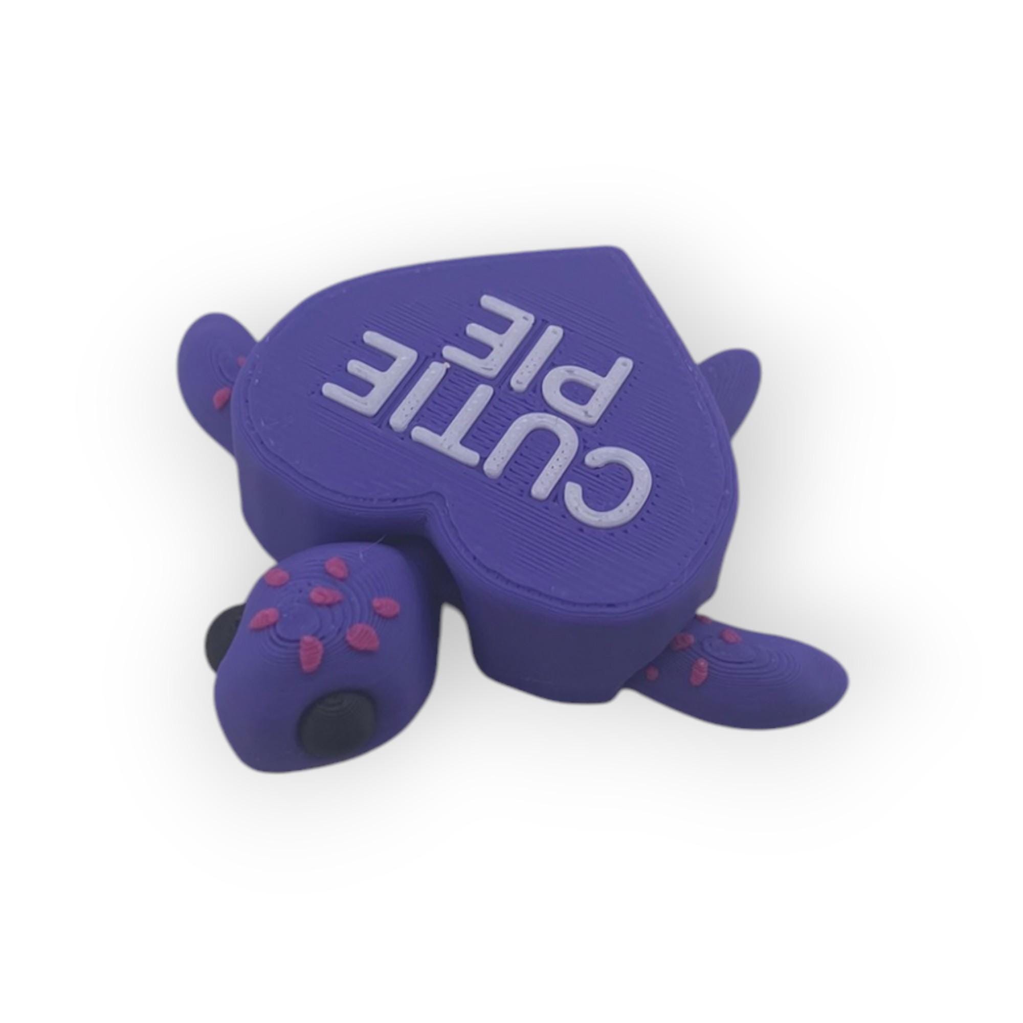 Valentine's 3D Printed Turtle Figurine: Handmade Message Decor