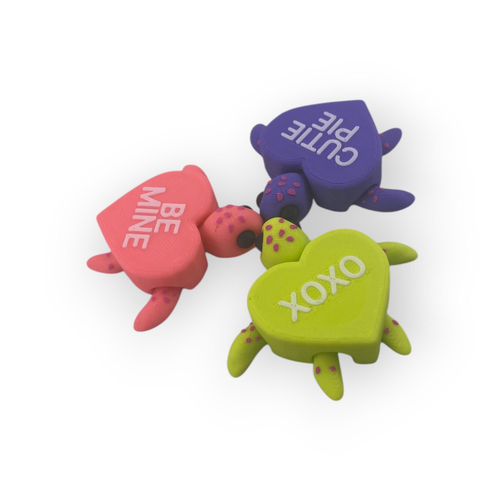 Valentine's 3D Printed Turtle Figurine: Handmade Message Decor