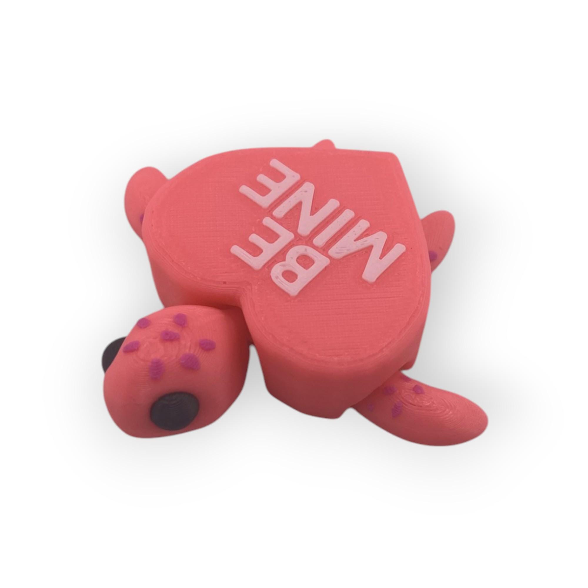 Valentine's 3D Printed Turtle Figurine: Handmade Message Decor