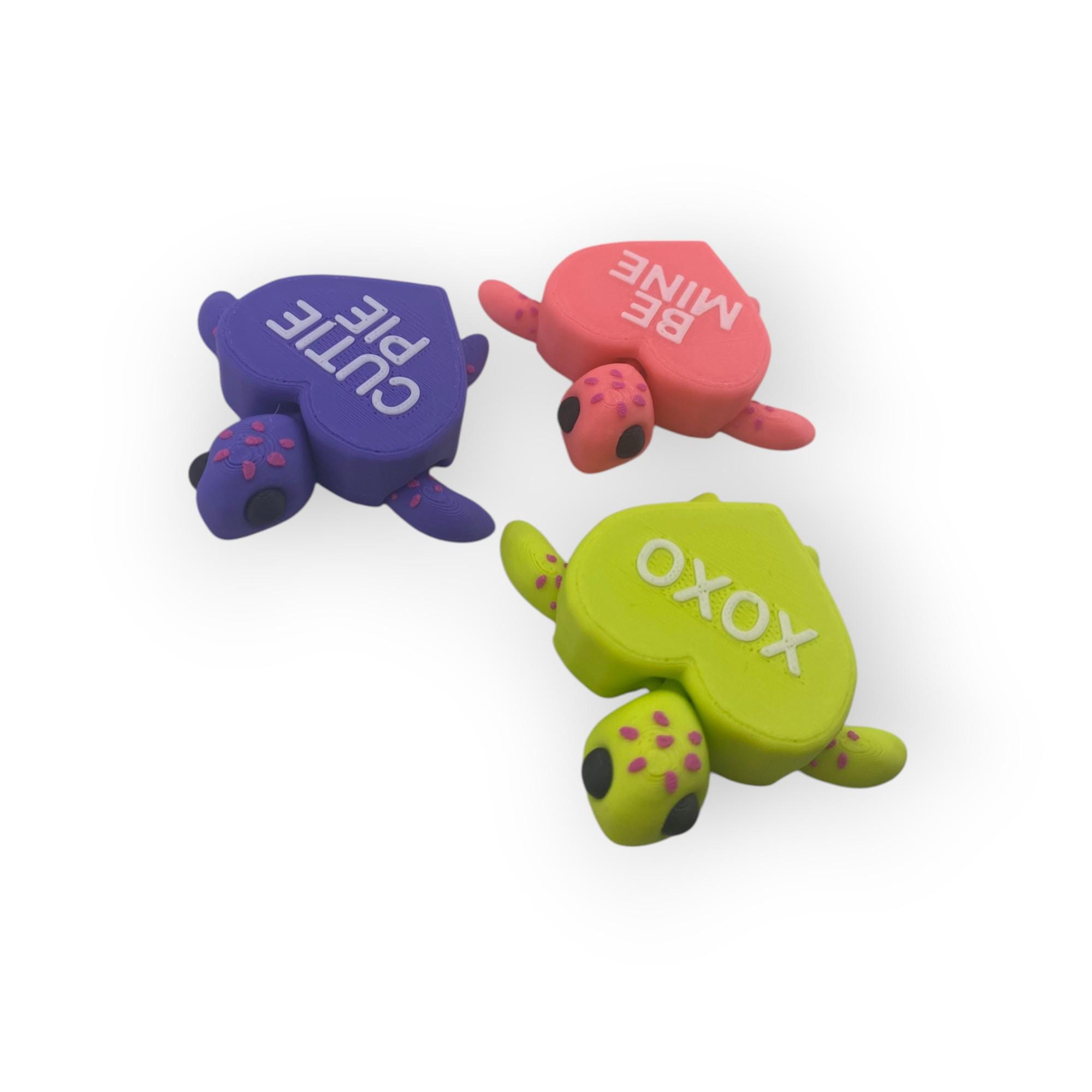 Valentine's 3D Printed Turtle Figurine: Handmade Message Decor